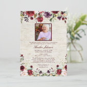 Waterverf Floral Birch Memorial Rustic Burgundy Kaart (Staand voorkant)
