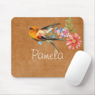 Waterverf Floral Bird Personalized Muismat