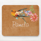 Waterverf Floral Bird Personalized Muismat (Voorkant)