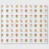 Waterverf Floral Birthday Cakes Cadeaupapier (Vlak)