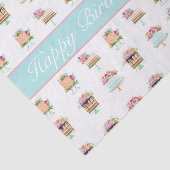 Waterverf Floral Birthday Cakes personaliseren Tissuepapier (Detail)