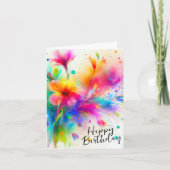 Waterverf Floral Birthday Card Kaart (Voorkant)