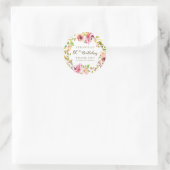 Waterverf Floral Birthday Hartelijk dank Ronde Sticker (Tas)