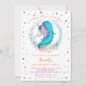 Waterverf Floral Birthday Magical Unicorn Kaart (Voorkant)