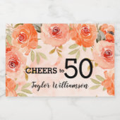 Waterverf Floral Birthday Mini Sparkling Wijnetiket (Enkel label)