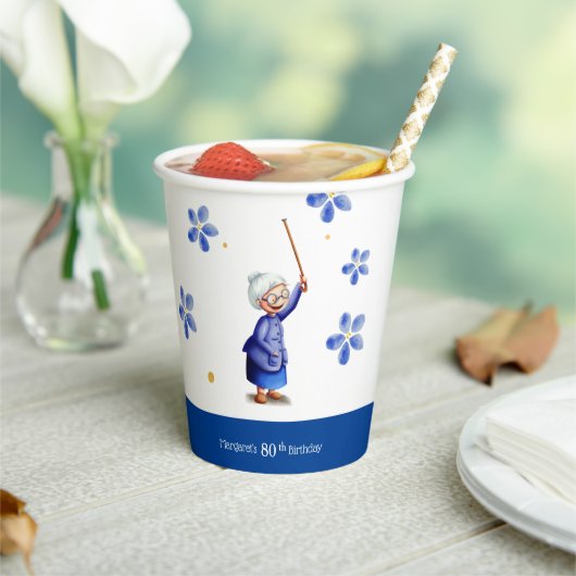 Waterverf Floral Birthday Papieren Bekers (Insitu)