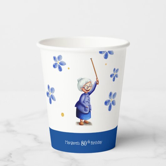 Waterverf Floral Birthday Papieren Bekers (Achterkant)