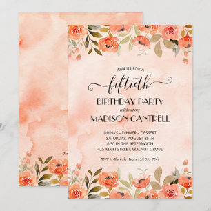 Waterverf Floral Birthday Party Kaart