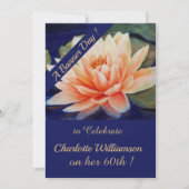 Waterverf Floral-Birthday peach Waterlily Kaart (Voorkant)