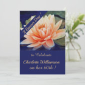 Waterverf Floral-Birthday peach Waterlily Kaart (Staand voorkant)