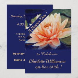 Waterverf Floral-Birthday peach Waterlily Kaart