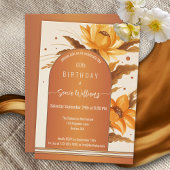 Waterverf Floral-Birthday Terra Cotta Bohemian Kaart