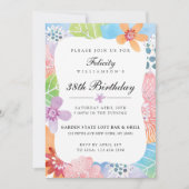 Waterverf Floral Birthday Uitnodiging (Voorkant)