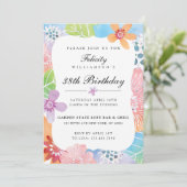 Waterverf Floral Birthday Uitnodiging (Staand voorkant)