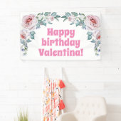 Waterverf Floral Birthday Welcome Banner (Insitu)
