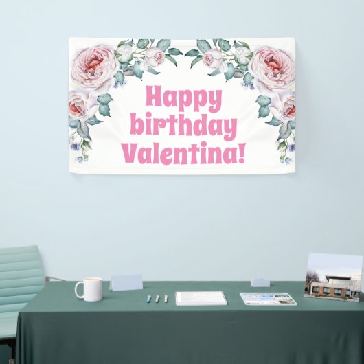 Waterverf Floral Birthday Welcome Banner (Beurs)