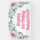 Waterverf Floral Birthday Welcome Banner (Verticaal)