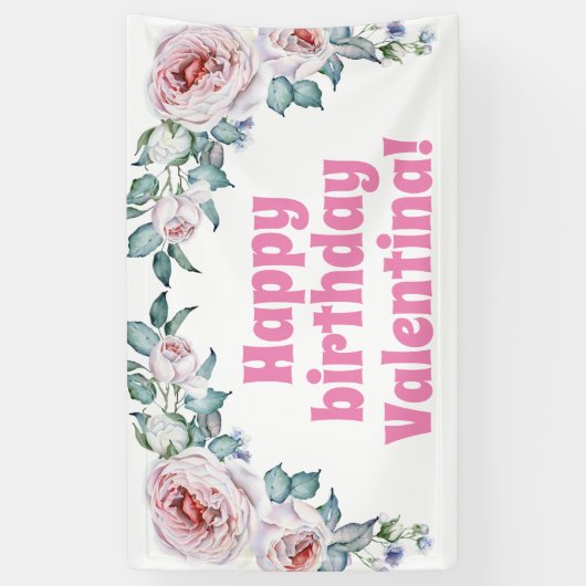 Waterverf Floral Birthday Welcome Banner (Verticaal)