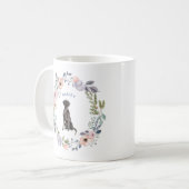 Waterverf Floral | Black Lab Dog Koffiemok (Voorkant links)