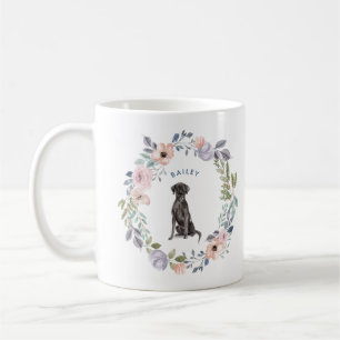 Waterverf Floral   Black Lab Dog Koffiemok