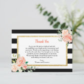 Waterverf Floral Black Stripes Bruiloft Dank u Bedankkaart (Staand voorkant)