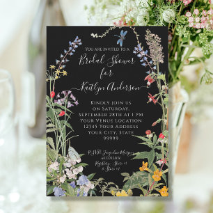 Waterverf Floral Black Vrijgezellenfeest Kaart