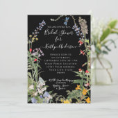 Waterverf Floral Black Vrijgezellenfeest Kaart (Staand voorkant)