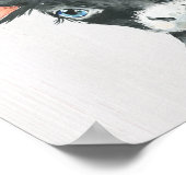 Waterverf Floral Black & White Koe Art Poster (Hoek)