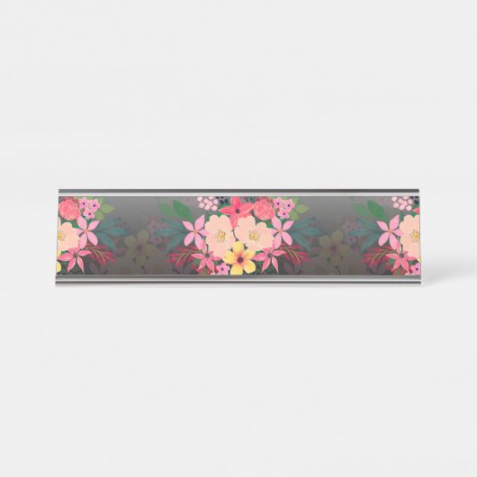  Waterverf Floral Black White Ombre Design Bureau Naambordje (Voorkant)