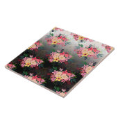 Waterverf Floral Black White Ombre Design Tegeltje (Zijkant)