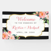 Waterverf Floral Black White Stripes Spandoek (Horizontaal)