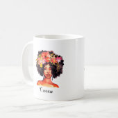 Waterverf Floral Black Woman met aangepaste offert Koffiemok (Voorkant links)