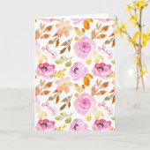 Waterverf Floral Blank zomerroze Kaart (Gele Bloem)
