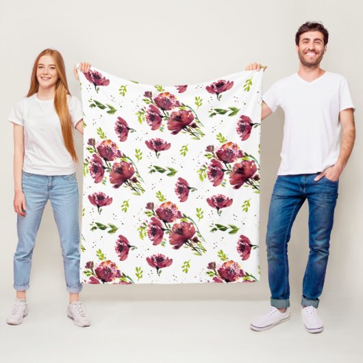 Waterverf Floral Blanket Fleece Deken (In situ)