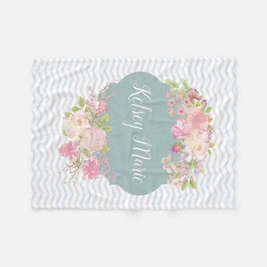 Waterverf Floral Blanket Fleece Deken (Voorkant (Horizontaal))