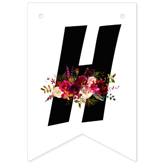 waterverf floral, blije verjaardag, BUNNING BANNER (Tweede vlag)