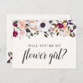  Waterverf Floral Bloemenmeisje Voorstel Kaart (Voorkant / Achterkant)