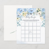 Waterverf Floral Blue Baby shower Bingo Game (Voorkant / Achterkant)