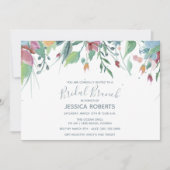 Waterverf Floral Blue Bridal Brunch Party Kaart (Voorkant)