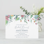 Waterverf Floral Blue Bridal Brunch Party Kaart (Staand voorkant)