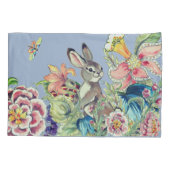 Waterverf Floral Blue Bunny Rabbit Chinoiserie Kussensloop (Achterkant)