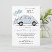 Waterverf Floral Blue Car Kaart (Staand voorkant)