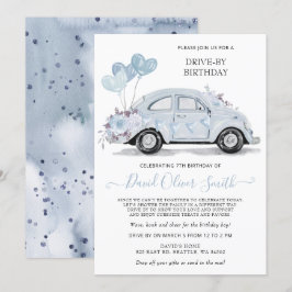 Waterverf Floral Blue Car Kaart