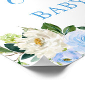 Waterverf Floral Blue Elephant Baby shower Poster (Hoek)