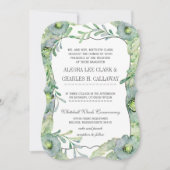 Waterverf Floral Blue en Green Wedding Kaart (Voorkant)