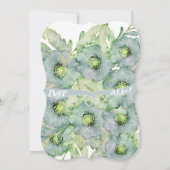 Waterverf Floral Blue en Green Wedding Kaart (Achterkant)