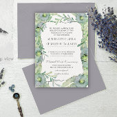 Waterverf Floral Blue en Green Wedding Kaart