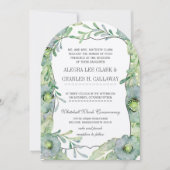Waterverf Floral Blue en Green Wedding Kaart (Voorkant)