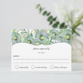 Waterverf Floral Blue en Green Wedding RSVP (Staand voorkant)