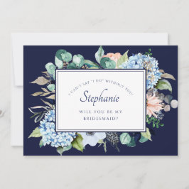 Waterverf Floral Blue Hydrangea Bridesmaid Kaart